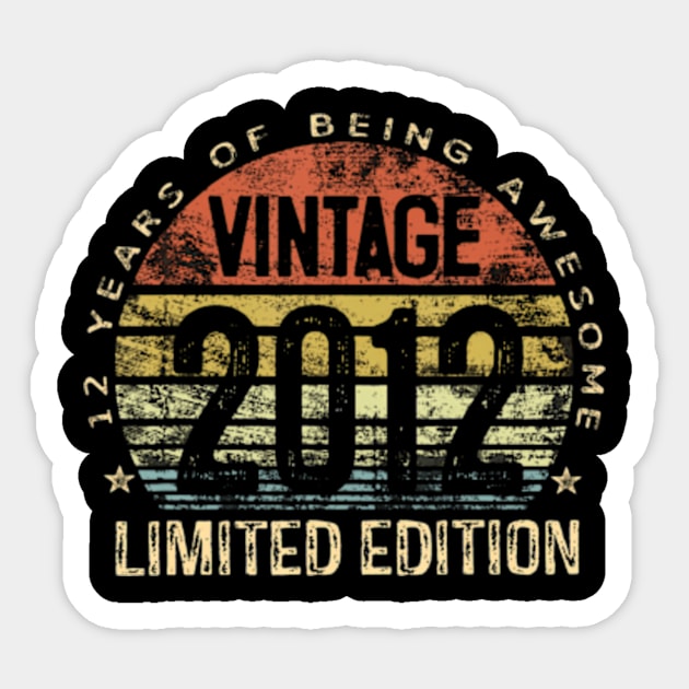 Year Old s Vintage 2012 Limited Edition 12th Birthday Sticker by Daysy1